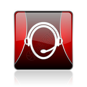 服务客户红方网络灰色图标按钮耳机电子商务网站标识问题正方形互联网黑色红色图片