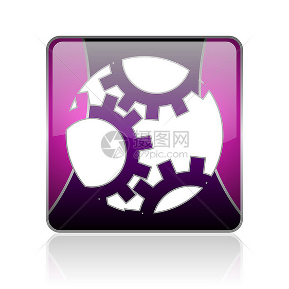 紫色平方网络光亮图标商业乐器钥匙齿轮仪表互联网技术工具合作社链轮图片