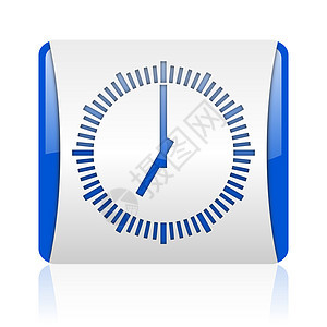 蓝色时钟蓝方格网络闪光图标互联网白色历史按钮小时倒数警报闹钟正方形网站图片