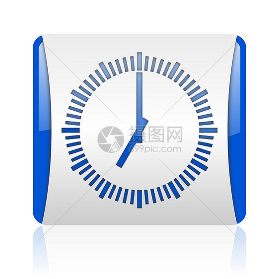 蓝色时钟蓝方格网络闪光图标互联网白色历史按钮小时倒数警报闹钟正方形网站图片