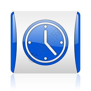 蓝色时钟蓝方格网络闪光图标网站历史手表标识塞子闹钟按钮互联网白色计时器图片