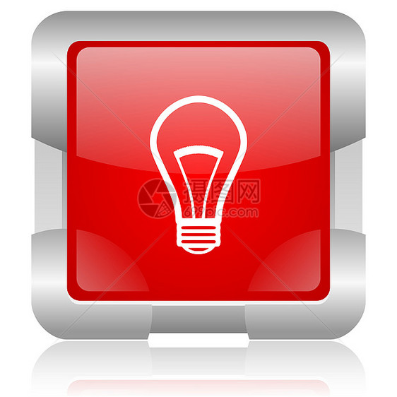 红方网上光灯红色灯泡闪亮的图标按钮金属钥匙工程正方形创新互联网回收网络商业图片