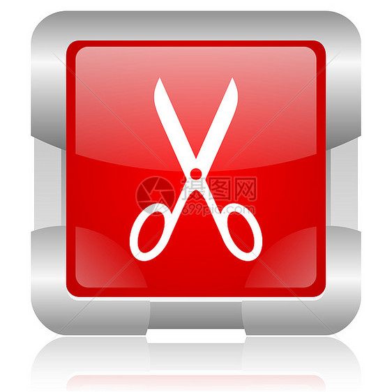 剪剪红色广场网格闪光图标理发沙龙美发头发理发师化妆品洗头网站按钮剪刀图片