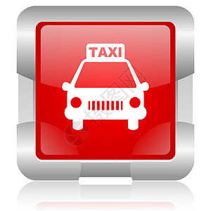 红方网格闪光的红色计程车图标机器正方形乘客城市互联网网络出租车金属商业运输图片