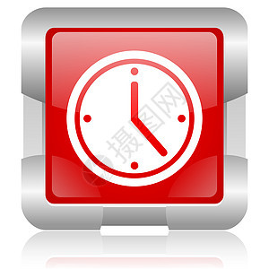 红色正方钟红方网络闪光图标网站历史塞子按钮互联网钥匙金属时间倒数计时器图片