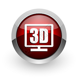 3d 显示红圆网络光滑图标图片