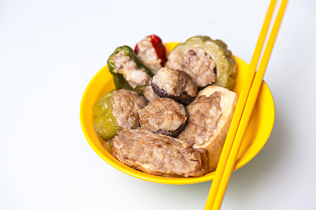 龙陶福客家人美味筷子美食油炸辣椒永头白色食物黄色图片