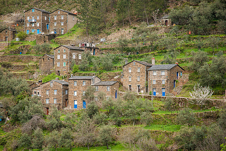 葡萄牙古老的穆塔塔村烟囱乡村建筑古董页岩场景村庄房子旅行地标图片