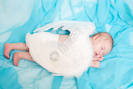 新生婴儿 有天使的翅膀睡着童年睡眠儿童男生喜悦孩子生活快乐白色女孩图片