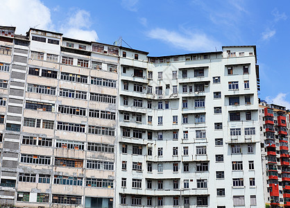 香港老旧住宅楼 香港公寓生活贫困居所建筑建筑学住房城市市中心天空图片