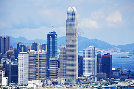 香港天线金融城市摩天大楼景观港口建筑蓝色码头天空经济图片