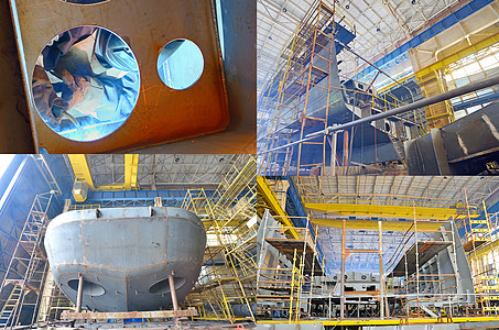 造船码头制造业船台起重机船尾焊机建造建筑船道金属图片