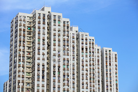 香港的公屋植物天空城市建筑建筑学绿色蓝色财产民众住宅图片