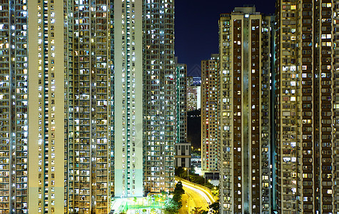 香港的住宅楼群建设建筑学蓝色城市公寓市中心财产建筑天线绿色植物图片