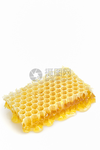 白上孤立的蜂窝蜜蜂宏观金子蜂蜡黄色野生动物多边形养蜂业药品荒野图片
