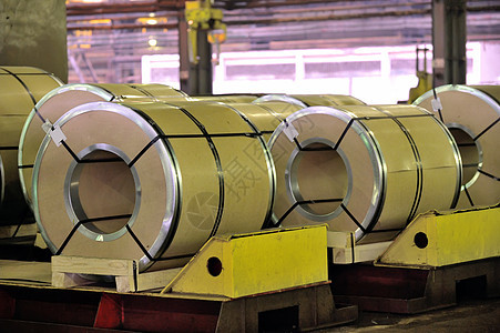 钢板卷圆形制造业金属灰色植物仓库床单炼铁合金工厂图片