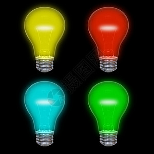 彩色灯泡活力科学插图绿色蓝色黄色红色背景图片