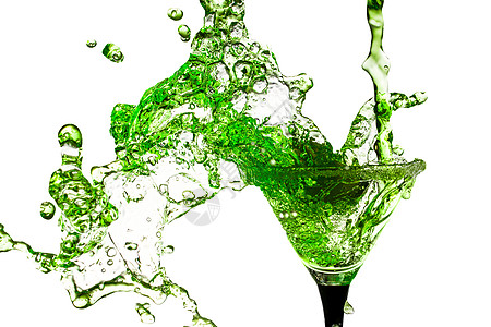玛蒂尼格拉斯和一股绿色宏观白色饮料玻璃液体图片