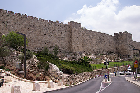 旧耶路撒冷的隔离墙石头古董寺庙框架水平历史建筑物考古学废墟岩石图片