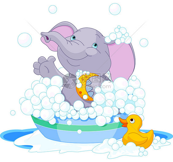 大象洗个澡图片