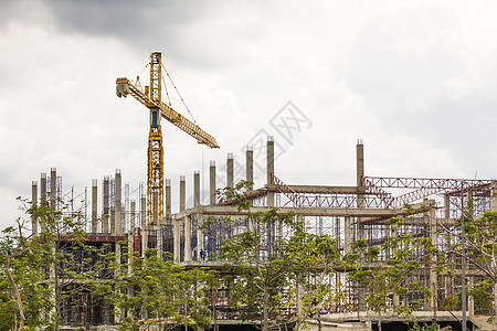 建筑起重机工程房子天空工作框架脚手架城市建筑学景观工业图片