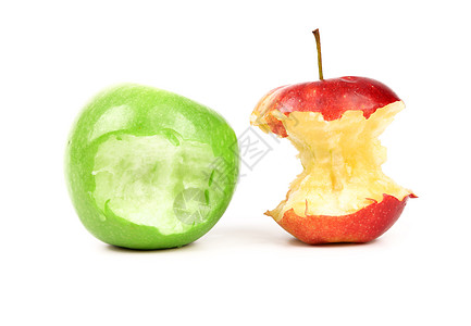 绿咬苹果和红核 白上隔绝图片