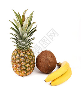 菠萝 椰子和香蕉水果食物饮食棕色健康饮食美食植物甜食黄色绿色图片