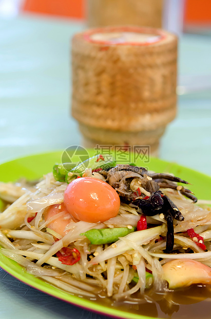 茶食沙拉香料木瓜螃蟹食物美食绿色辣椒蔬菜盘子图片