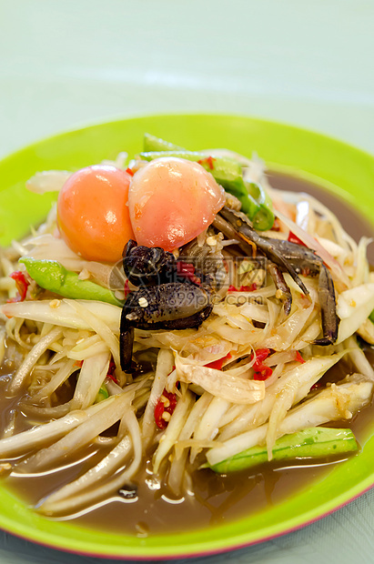 茶食蔬菜辣椒美食香料绿色盘子沙拉木瓜食物螃蟹图片