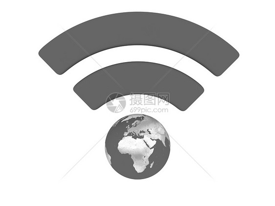 灰色无线Fi符号网吧热点上网互联网网络行星插图图片