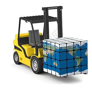 全球运输叉车货运后勤工业立方体全世界机器国际货物仓库图片