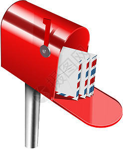 邮箱送货旗帜邮资盒子红色金属运输标准信封邮件图片