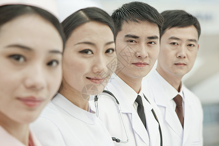 中国卫生工作者站成一排 中国黑发合作摄影医疗药品女性关心头肩团队医生图片