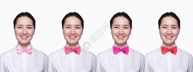 拥有丰富多彩领带的女商务人士 数字综合黑发摄影幸福复合喜悦纽扣粉色白领红色女性图片