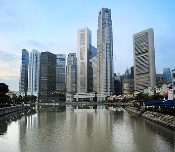 新加坡蓝色金融中心场景建筑天空日出银行游客抽奖图片