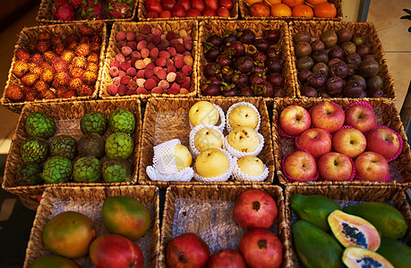 水果市场红色营养素黄色情调绿色食物站立店铺异国李子图片