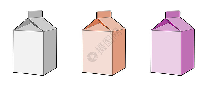 牛奶盒纸盒插图四面体橙子产品饮料盒子食物白色灰色图片