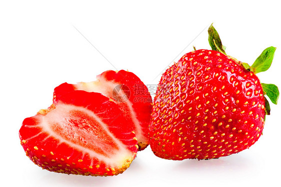 切成一片成熟的草莓图片