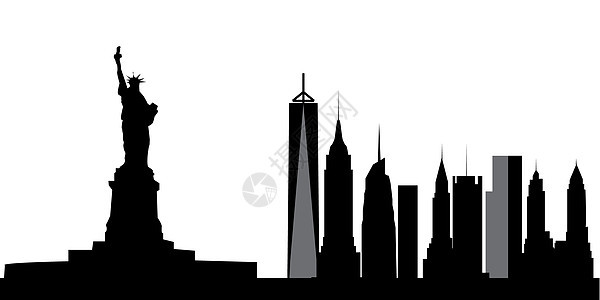 新的纽约天线商业摩天大楼城市生活景观绘画场景房屋天际建筑白色图片