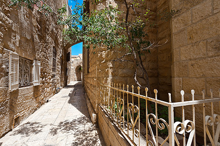 耶路撒冷天空通道街道晴天建筑学金属植物窗户城市公寓图片