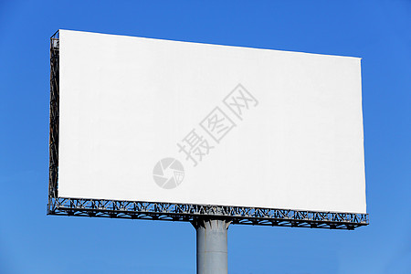 空白的广告牌墙纸营销商业控制板城市天空白色蓝色展示木板背景图片
