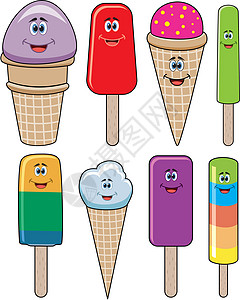 有趣的冰淇淋和冰棒矢量组图片