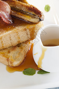 法国吐司午餐香蕉烹饪早餐味道面包营养草药油炸食物图片