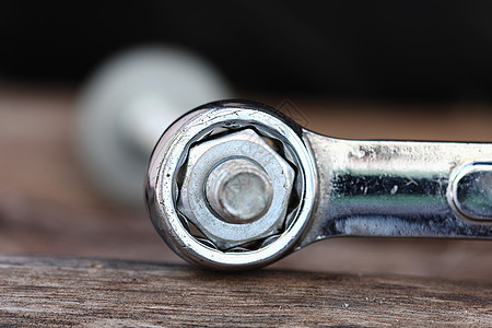 断节在使用时收紧坚果维修金属插图宏观线程合金技术机器扳手作坊图片