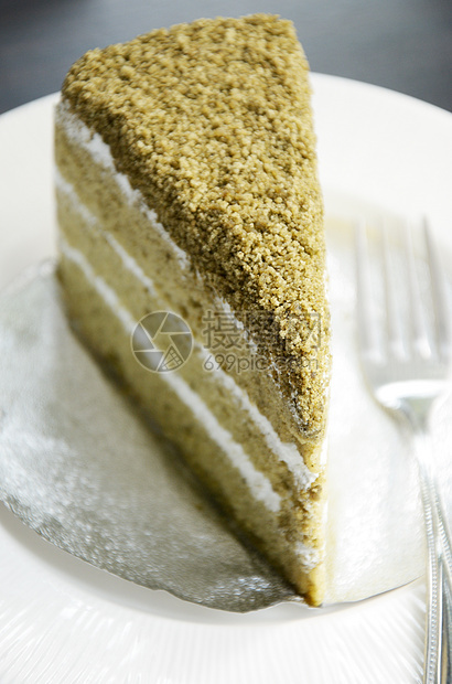 Matcha 绿色茶蛋糕盘子粉末面包餐厅抹茶美食蛋糕早餐菜单奶油图片