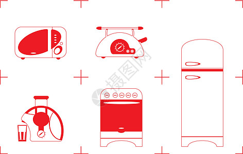 家用物品红色设备煤气灶冰箱微波厨房炉灶商品果汁电炉图片