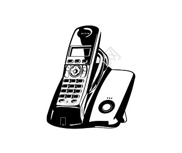 电话对讲机办公室键盘技术卡通片插图黑与白无线电话家庭电子产品背景图片
