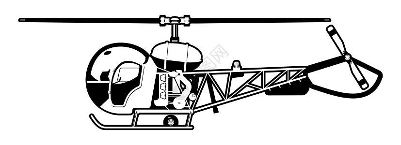 直升机飞机航空学卡通片绘画民间风车空气黑与白插图草稿图片