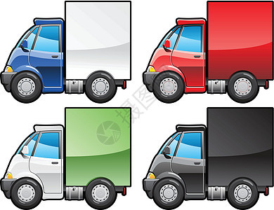 小卡车黑色货车摩托车插图货运盒子绘画驾驶蓝色车皮图片