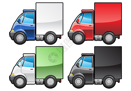 小卡车插图车皮蓝色盒子商品货运货物绿色卡通片运输背景图片